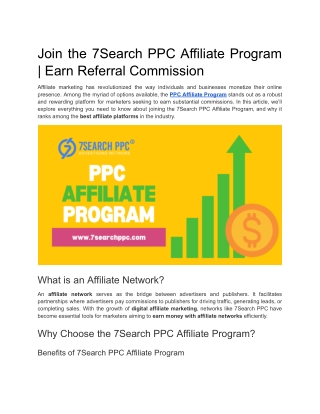Join the 7Search PPC Affiliate Program _ Earn Referral Commission