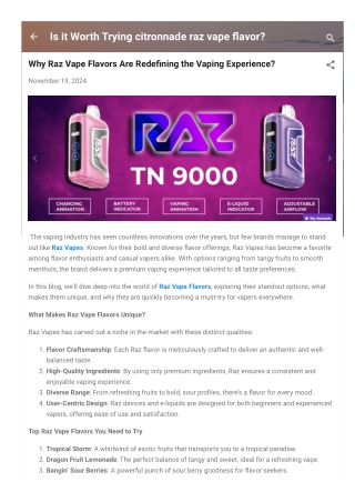 Exploring the Flavorful World of Raz Vapes: What Makes Them Stand Out?