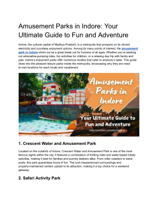 Amusement Parks in Indore_ Your Ultimate Guide to Fun and Adventure