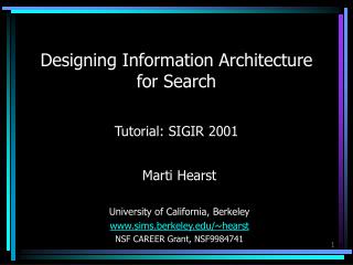 Designing Information Architecture for Search