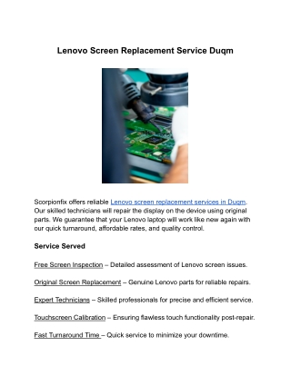 Lenovo Screen Replacement Service Duqm