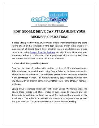 How Google Drive Can Streamline Your Business Operations