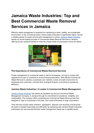 Commercial Waste Removal Services in jamaica