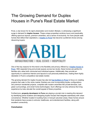 Abil Group – Trusted Builders in Pune for Luxury Homes