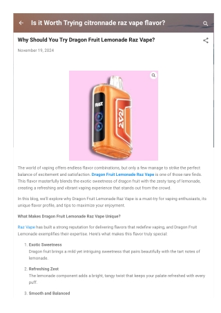 How Does Dragon Fruit Lemonade Raz Vape Redefine Refreshing Vaping?