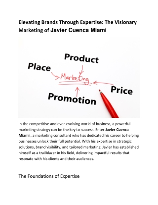 Elevating Brands Through Expertise: The Visionary Marketing of Javier Cuenca Mia