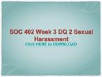 SOC 402 Week 3 DQ 2 Sexual Harassment