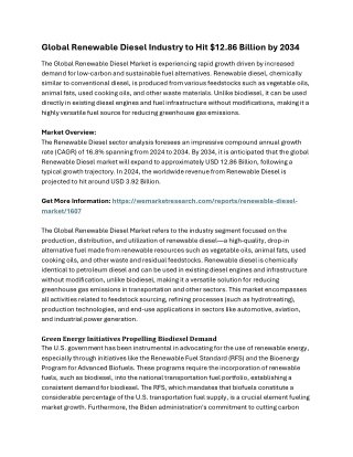 Renewable Diesel Market