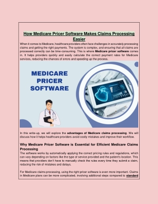 How Medicare Pricer Software Makes Claims Processing Easier