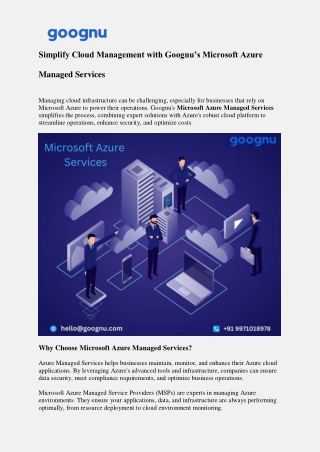 Microsoft Azure Managed Services