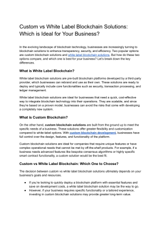 Custom vs White Label Blockchain Solutions: Which is Ideal for Your Business?