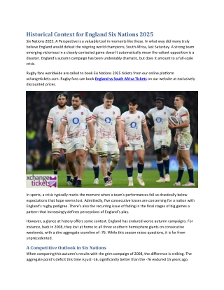 Historical Context for England Six Nations 2025