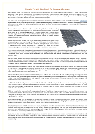 Essential Portable Solar Panels For Camping Adventures
