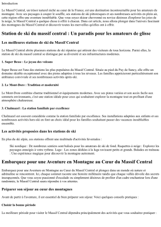 Embarquez pour une Aventure en Montagne au Cœur du Massif Central