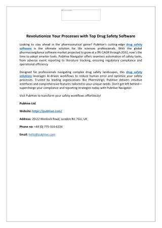 Revolutionize Your Processes with Top Drug Safety Software