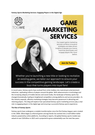 Fantasy Sports Marketing Services