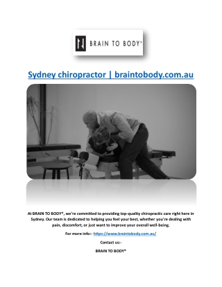 Sydney chiropractor | braintobody.com.au