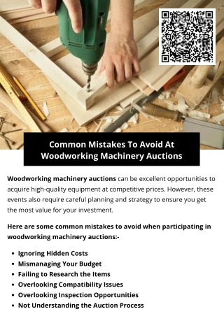 Common Mistakes To Avoid At Woodworking Machinery Auctions