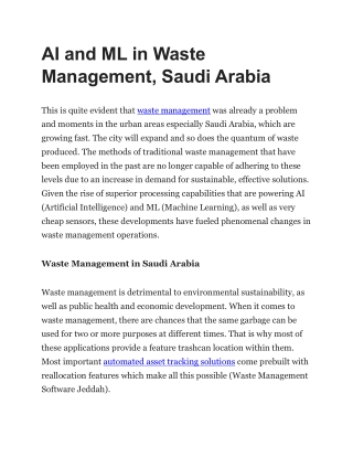 AI and ML in Waste Management, Saudi Arabia