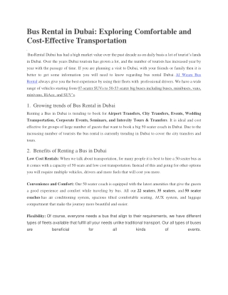 Bus Rental in Dubai