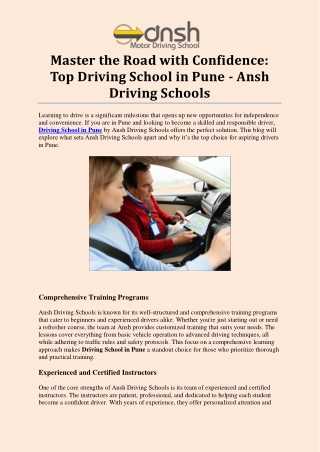 Affordable and Reliable Driving School in Pune for All Ages