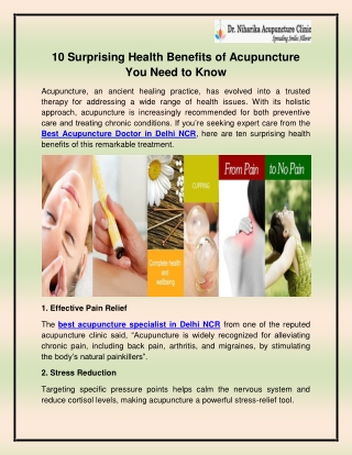 Best Acupuncture doctor in Delhi NCR