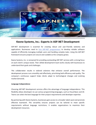 Keene Systems, Inc.: Experts in ASP.NET Development