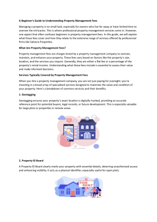 A Beginner's Guide to Understanding Property Management Fees
