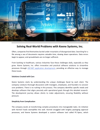 Solving Real-World Problems with Keene Systems, Inc.