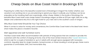 Cheap Deals on Blue Coast Hotel in Brookings $70