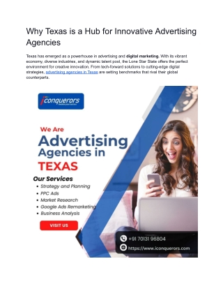 Why Texas is a Hub for Innovative Advertising Agencies