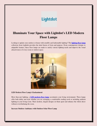 Illuminate Your Space with Lightdot's LED Modern Floor Lamps