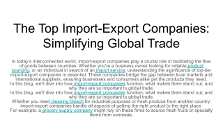 The Top Import-Export Companies_ Simplifying Global Trade