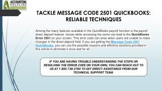 Complete guide to fixing Message Code 2501 QuickBooks