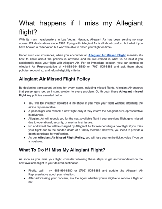 What happens if I miss my Allegiant flight