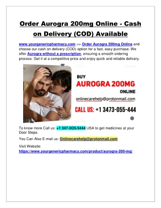 Order Aurogra 200mg Online - Cash on Delivery (COD) Available