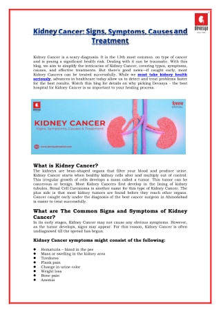 Kidney Cancer: Signs, Symptoms, Causes And Treatment