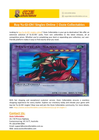 Buy Yu-Gi-Oh! Singles Online