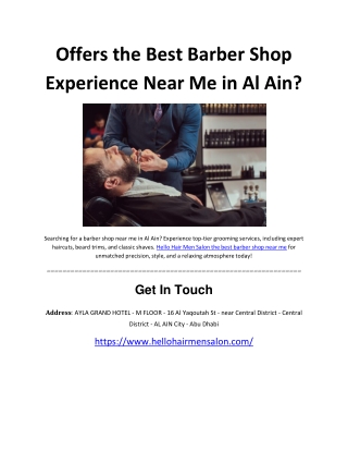 Offers the Best Barber Shop Experience Near Me in Al Ain?