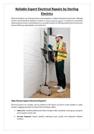 Reliable Expert Electrical Repairs by Sterling Electrics