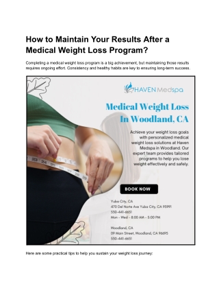 How to Maintain Your Results After a Medical Weight Loss Program