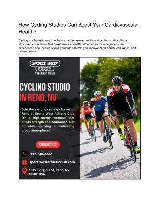 How Cycling Studios Can Boost Your Cardiovascular Health