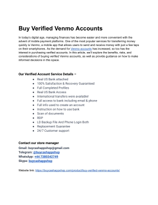 What to Know Before Buy Verified Venmo Accounts