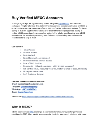 What to Know Before Buy Verified MEXC Accounts