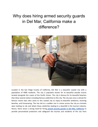 Why does hiring armed security guards in Del Mar, California make a difference