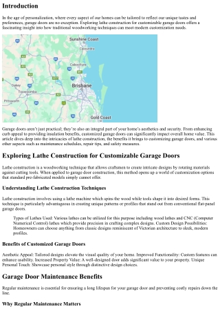 Exploring Lathe Construction for Customizable Garage Doors