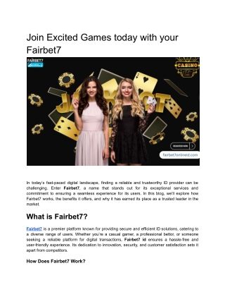 Join Excited Games today with your Fairbet7