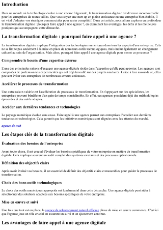 La transformation digitale : pourquoi faire appel à une agence ?