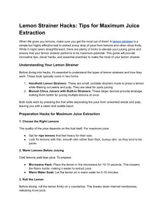 Lemon Strainer Hacks-Tips for Maximum Juice Extraction