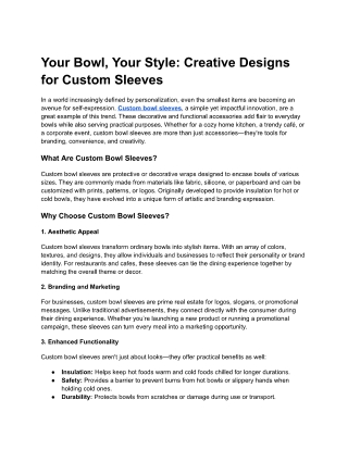 Your Bowl, Your Style-Creative Designs for Custom Sleeves